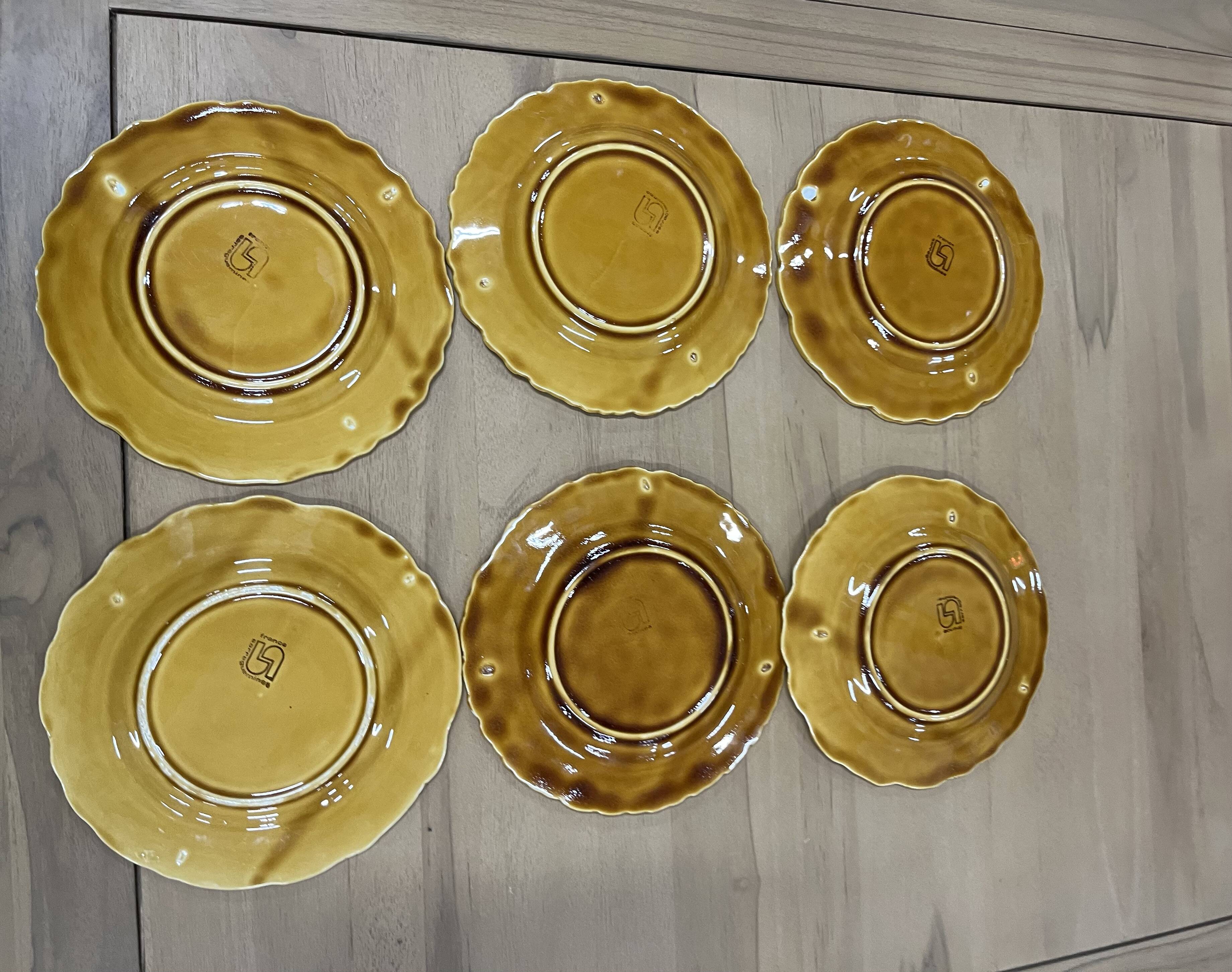 Set of 06 old sarreguemines barbotine plates