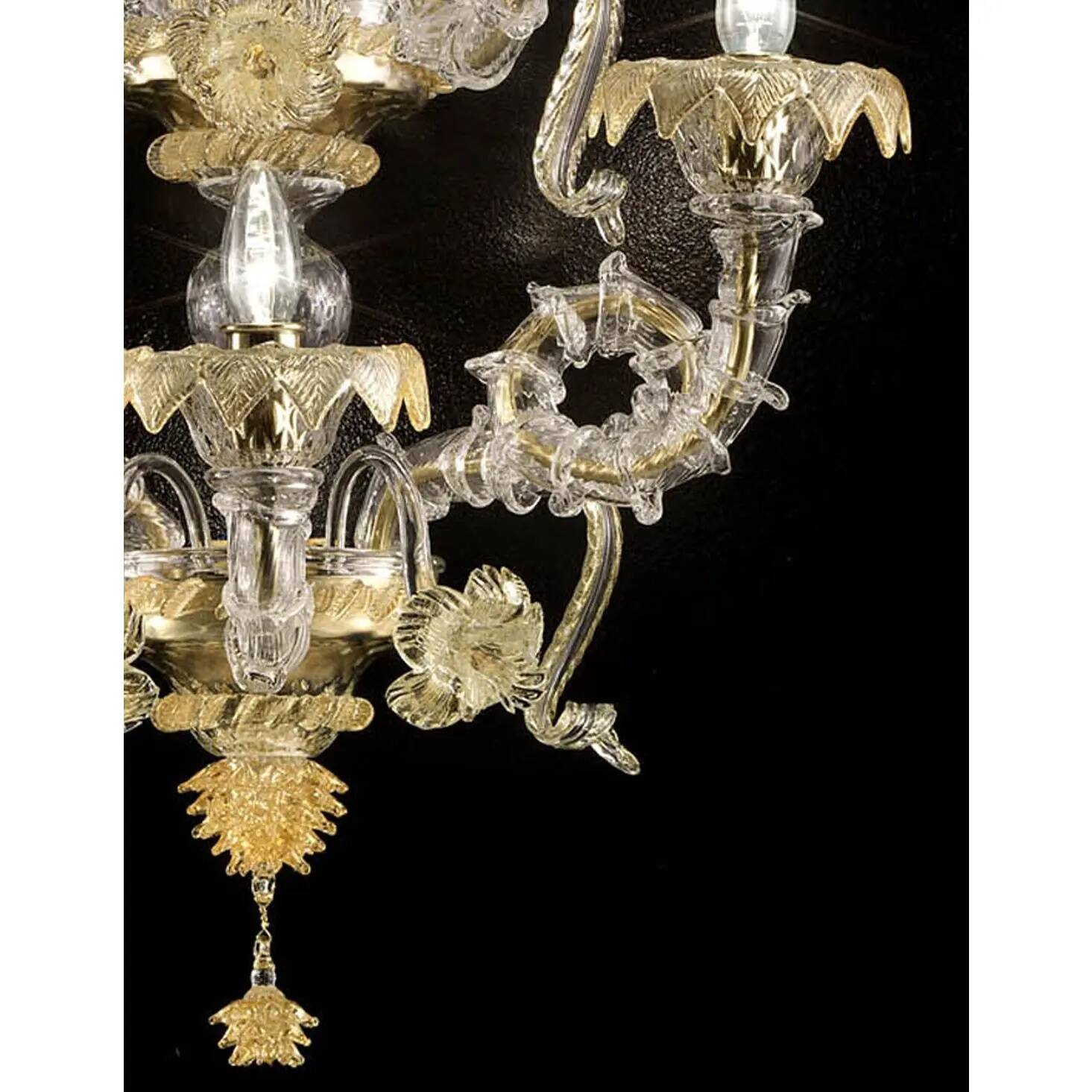 Verre de Murano Ca’ Rezzonico impérial de luxe avec feuille d'or