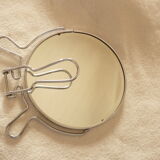 round barber mirror to be put down or suspended 16x18cm