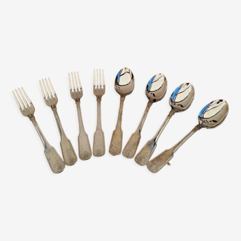 Lot de 4 fourchettes et cuillères en métal argenté vintage