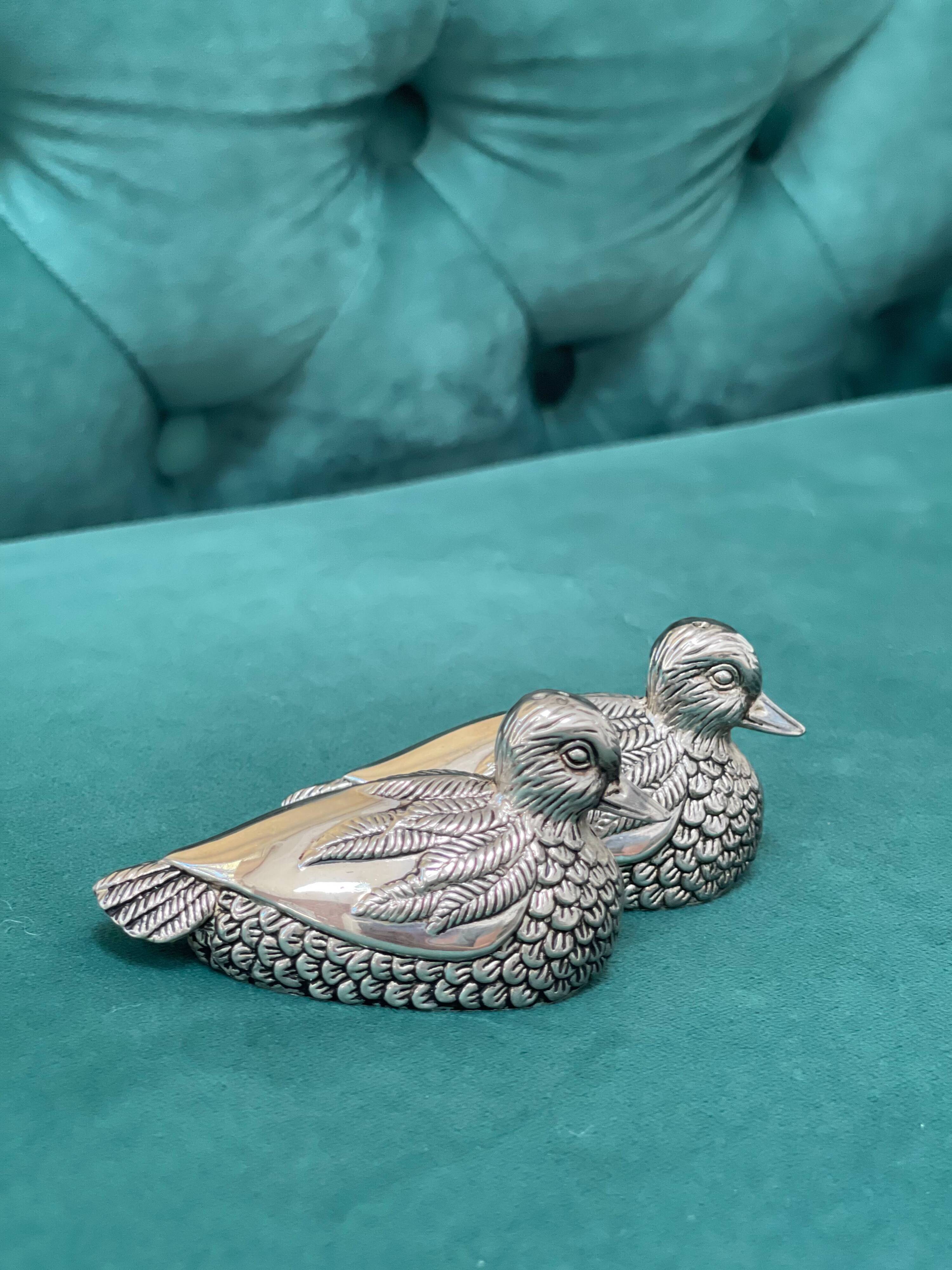Vintage Pheasant Bird Silver Plated Figurine Salt & Pepper Shakers - a Pair