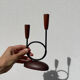 Pair of Scandinavian candlesticks in wood and metal Denmark