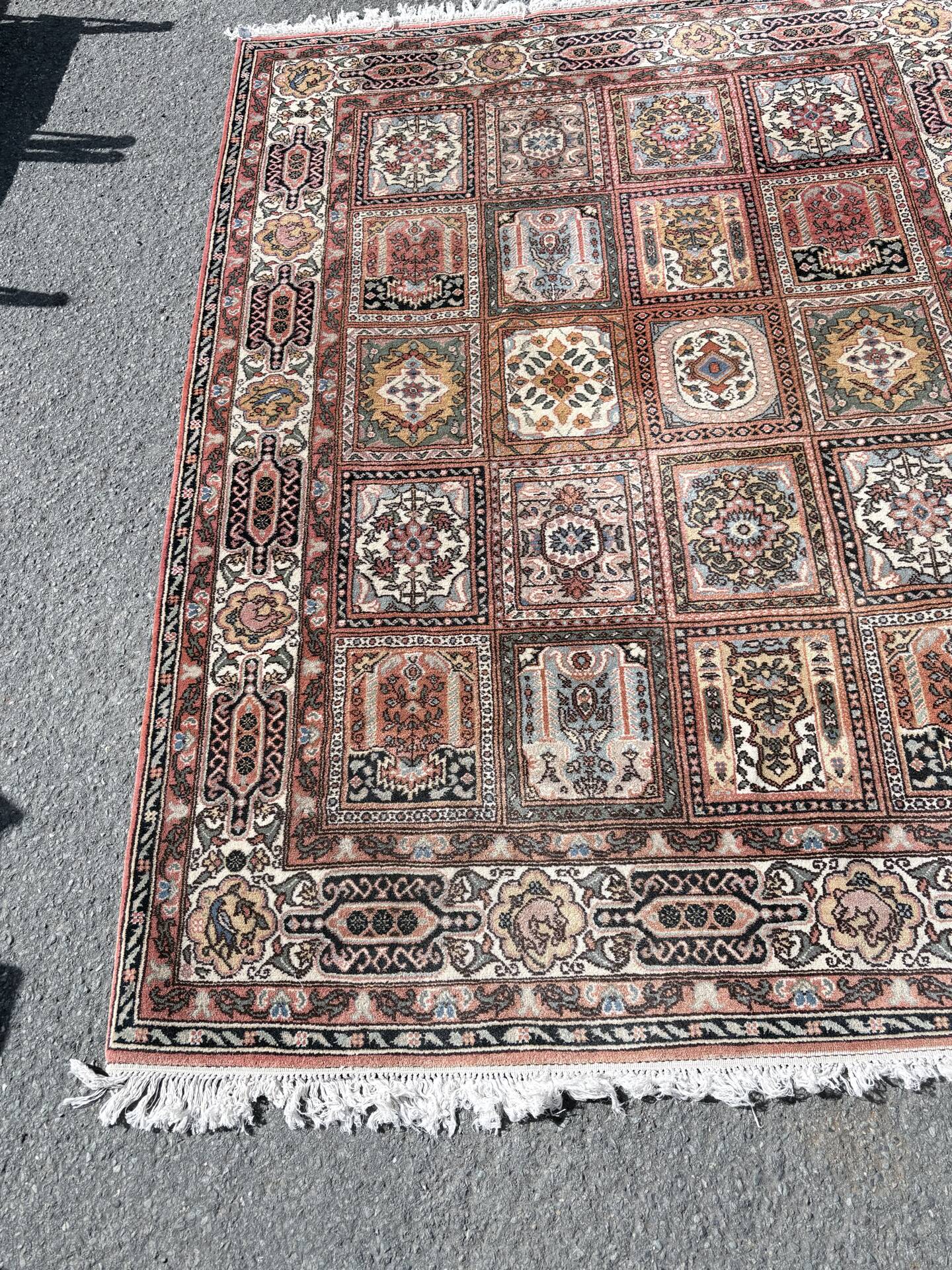 Large vintage Romanian wool carpet in Bakhtiari style