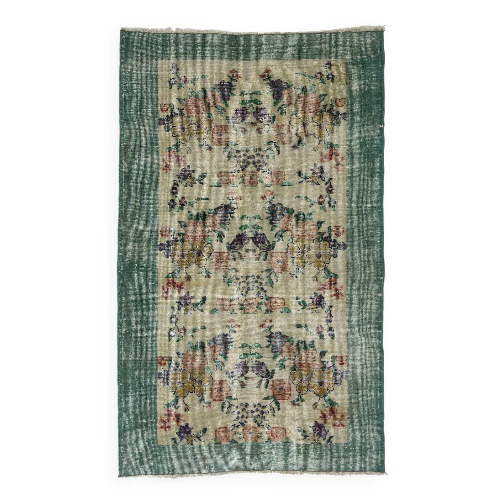 Turkish Anatolian Handmade Vintage Area Rug 194 cm x 109 cm