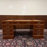 Classic English Desk with Brown Leather