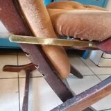 Relax armchair velvet chesterfield brown vintage 70s