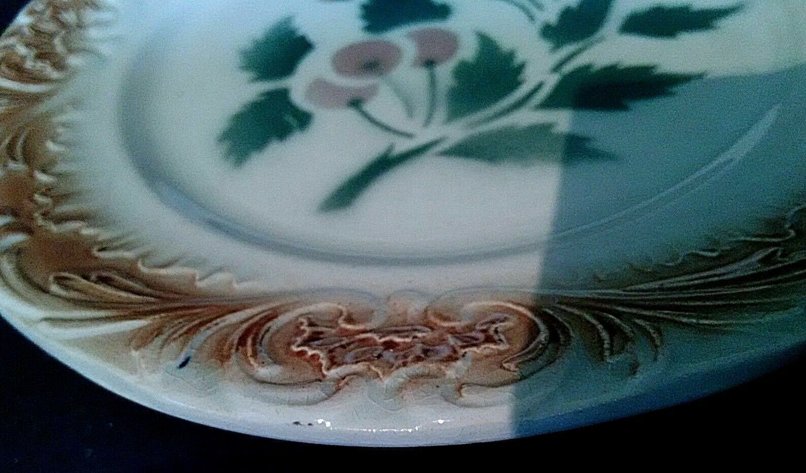 Plate earthenware slurry decoration cherries Digoin early twentieth century