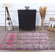 Vintage Turkish Oushak Handmade Cotton Pink Wool Area Rug 120x206