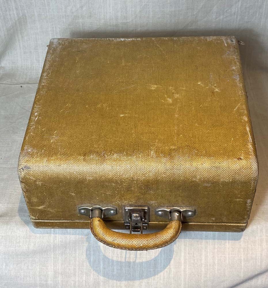 Triumph perfekt typewriter with its transport box.