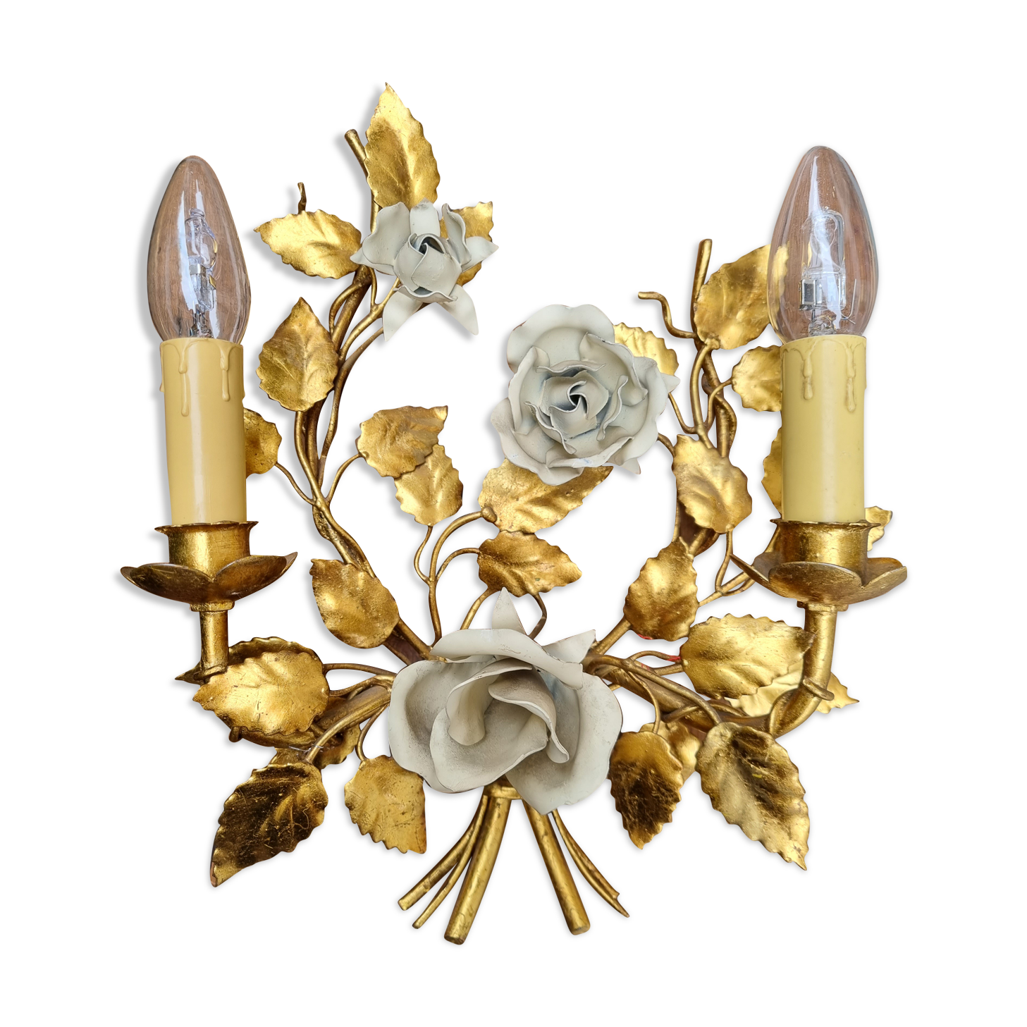 Floral golden wall lamp