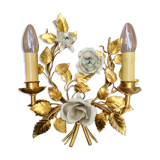 Floral golden wall lamp
