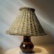 Mid-century ceramic lamp with wicker cap
