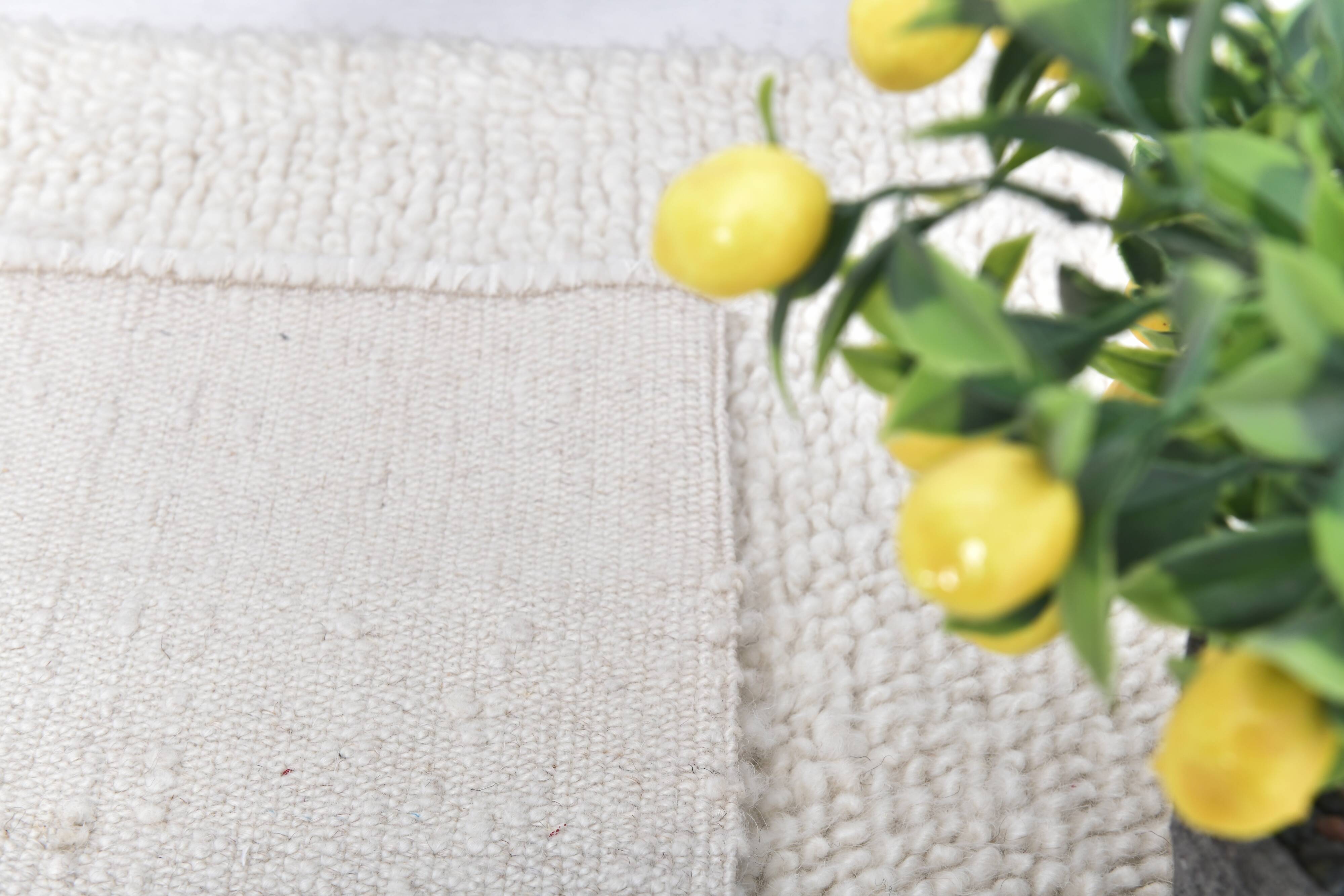 2x7 Neutral White Handmade Moroccan Runnner Rug, 66x216Cm