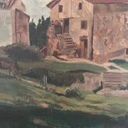 Castle of the Cathar country, oil on old canvas