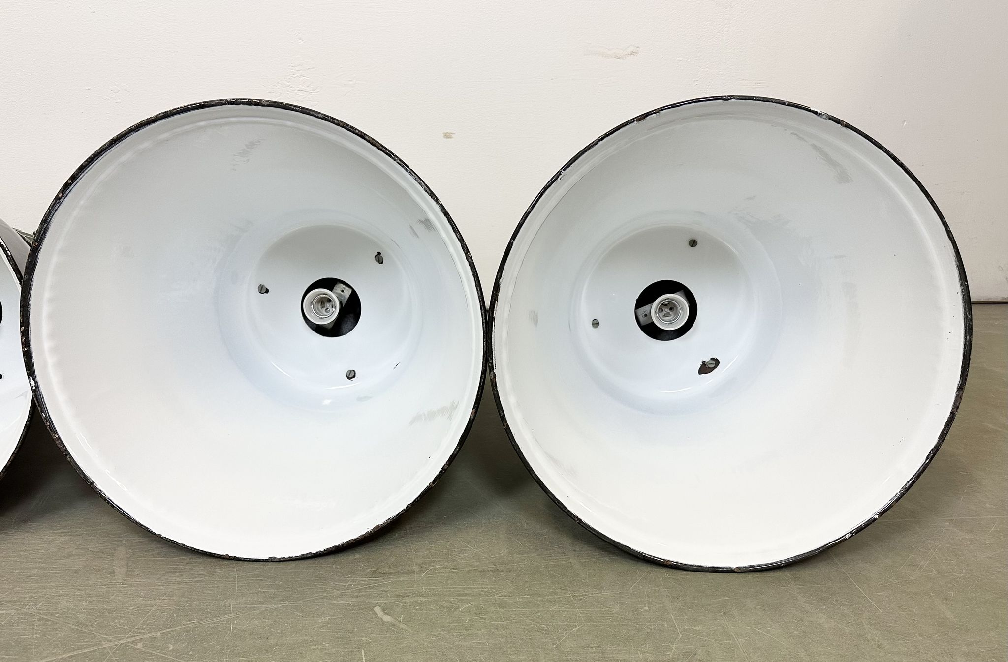 Set of 4 Industrial  Black Enamel Pendant Lamps from Elektrosvit, 1970s