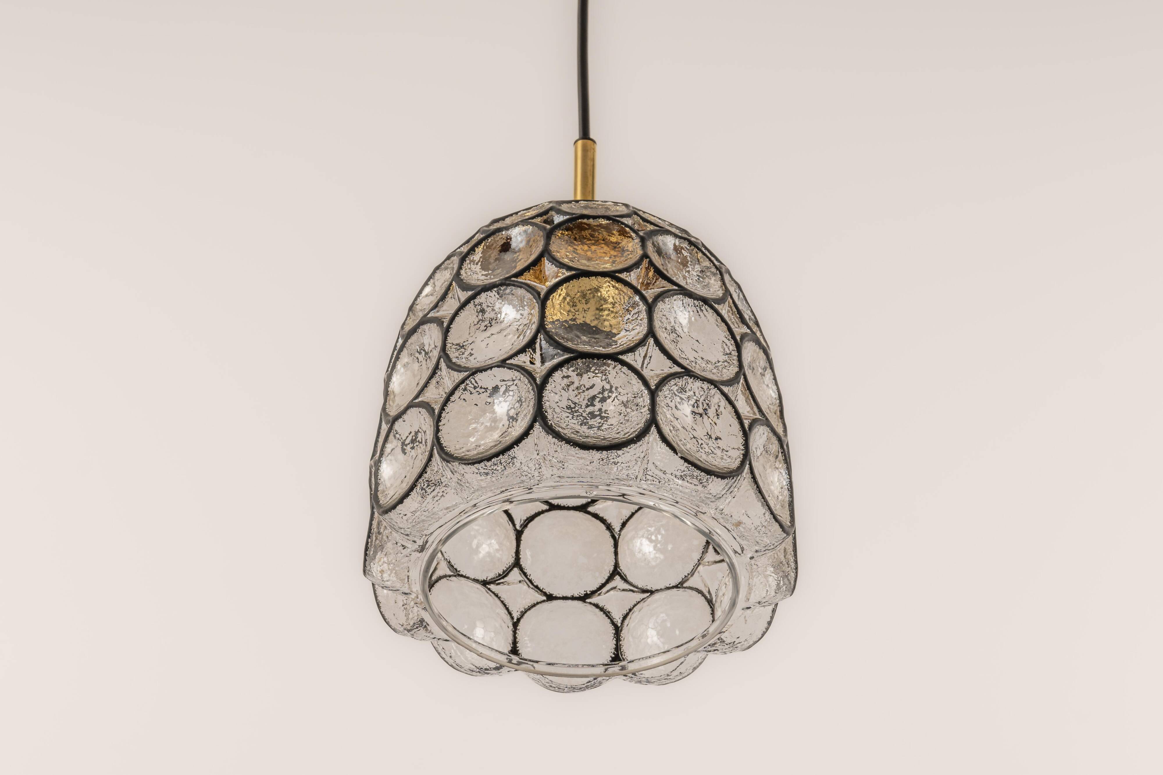 Iron and clear glass pendant by limburg, germany, 1960s.