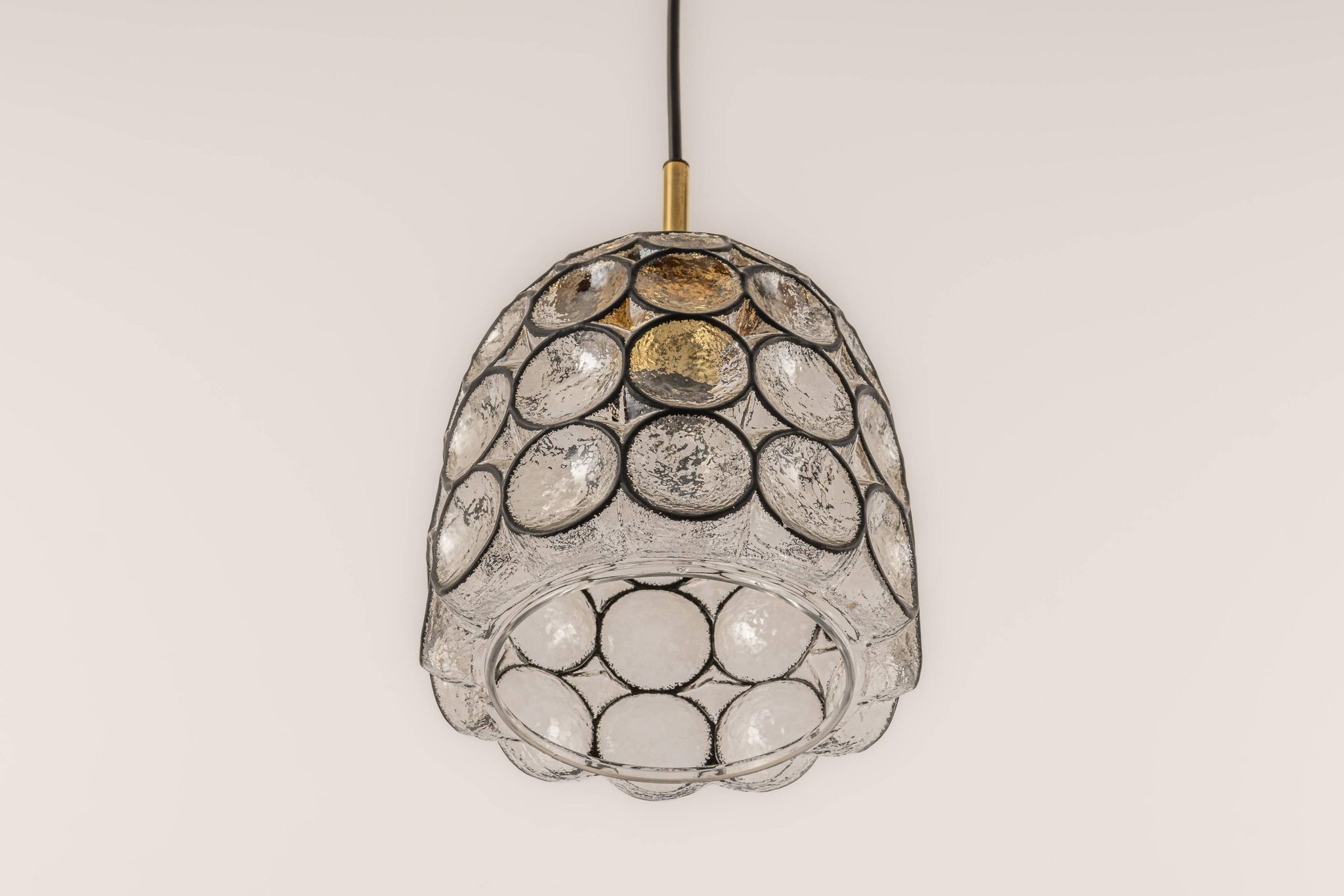 Iron and clear glass pendant by limburg, germany, 1960s.