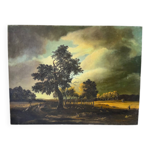 Paysage, huile sur toile,