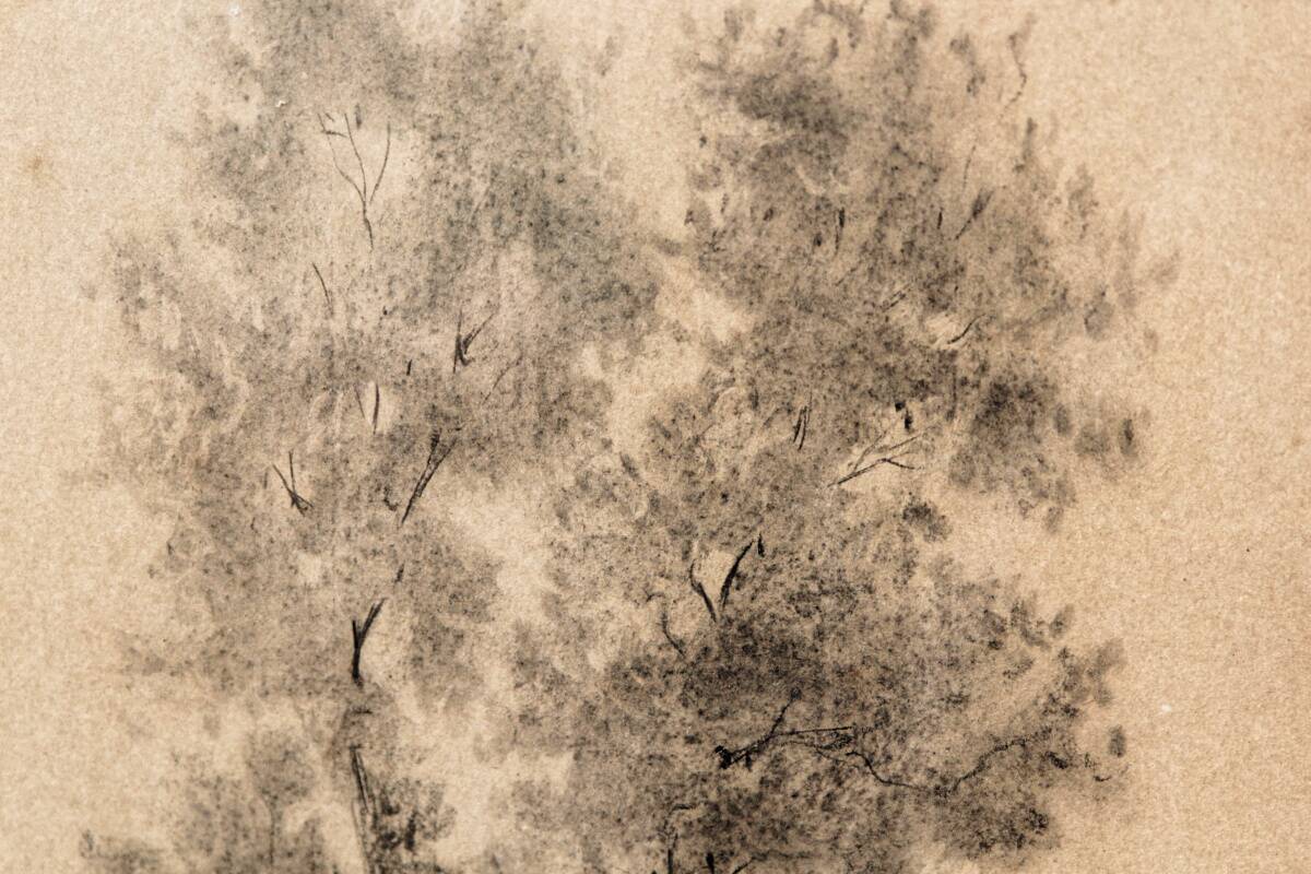 19th century drawing in black chalk
