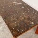 1970s modernist fossil marble coffee table with wooden base