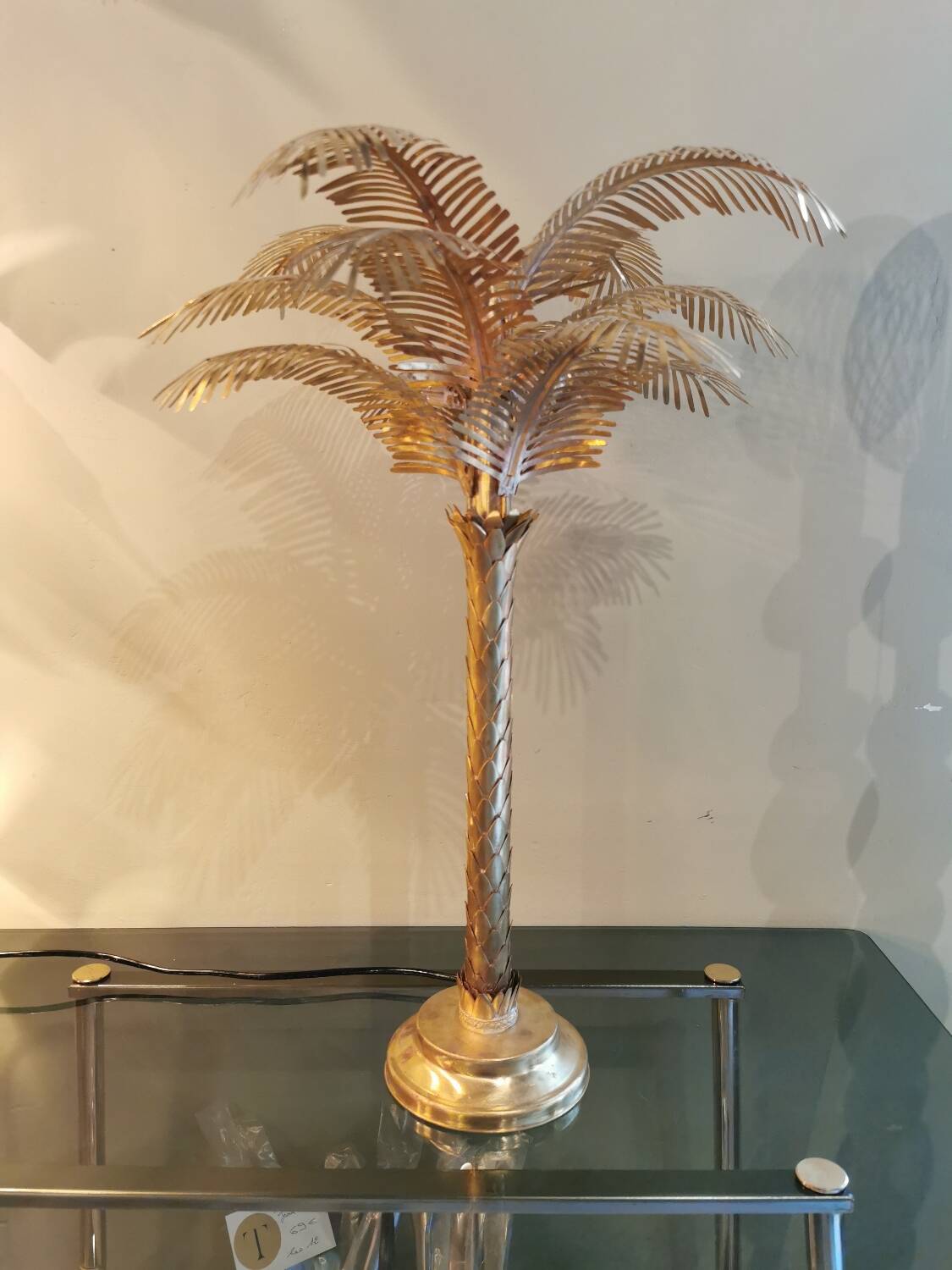 Solid brass palm tree lamp
