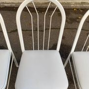 4 chairs in white steel and grey leather