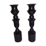 Pair of ebony candle holders art-deco candleholder