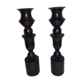 Paire de bougeoirs ébène art-deco candleholder