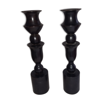 Pair of ebony candle holders art-deco candleholder