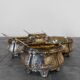 Set of 4 antique silver salt cellars