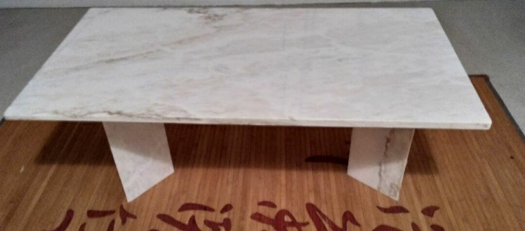 Vintage Carrara marble coffee table