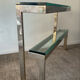 Console "G" by Belgochrom in brass and glass from the 1970s.
