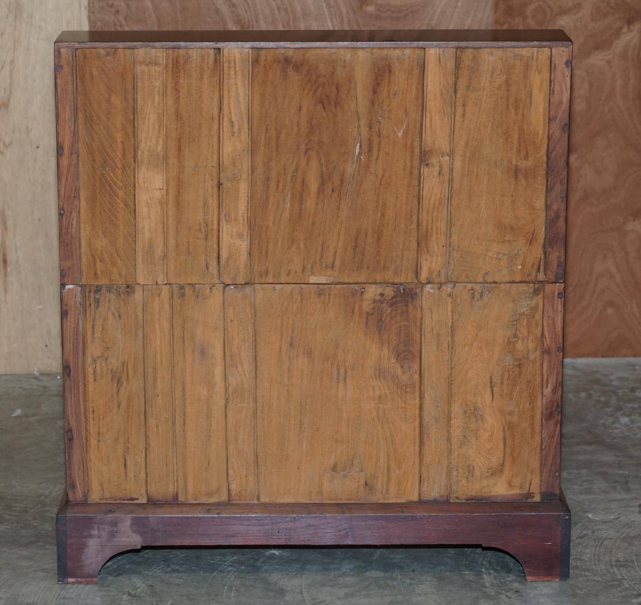 Anglo-Indian military desk in camphor wood and brass