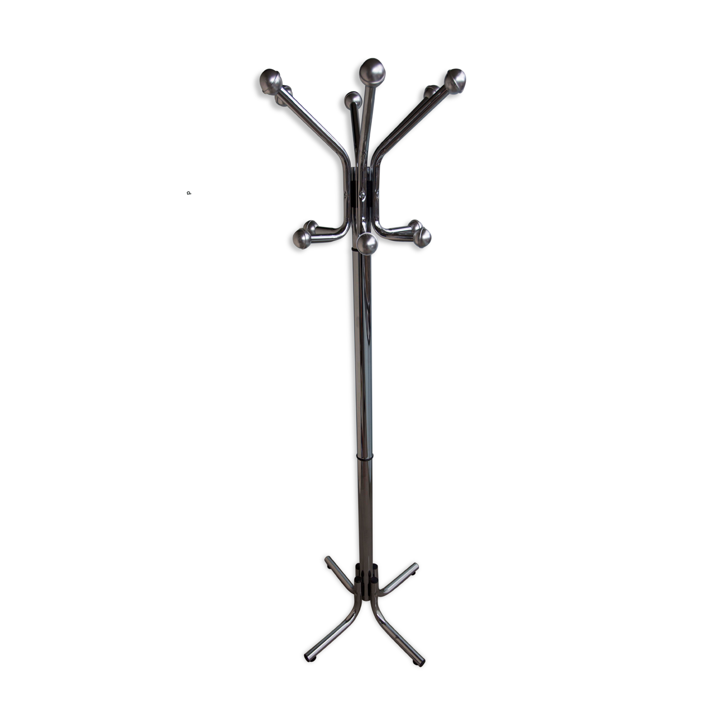 Chrome metal parrot coat holder from the 70s