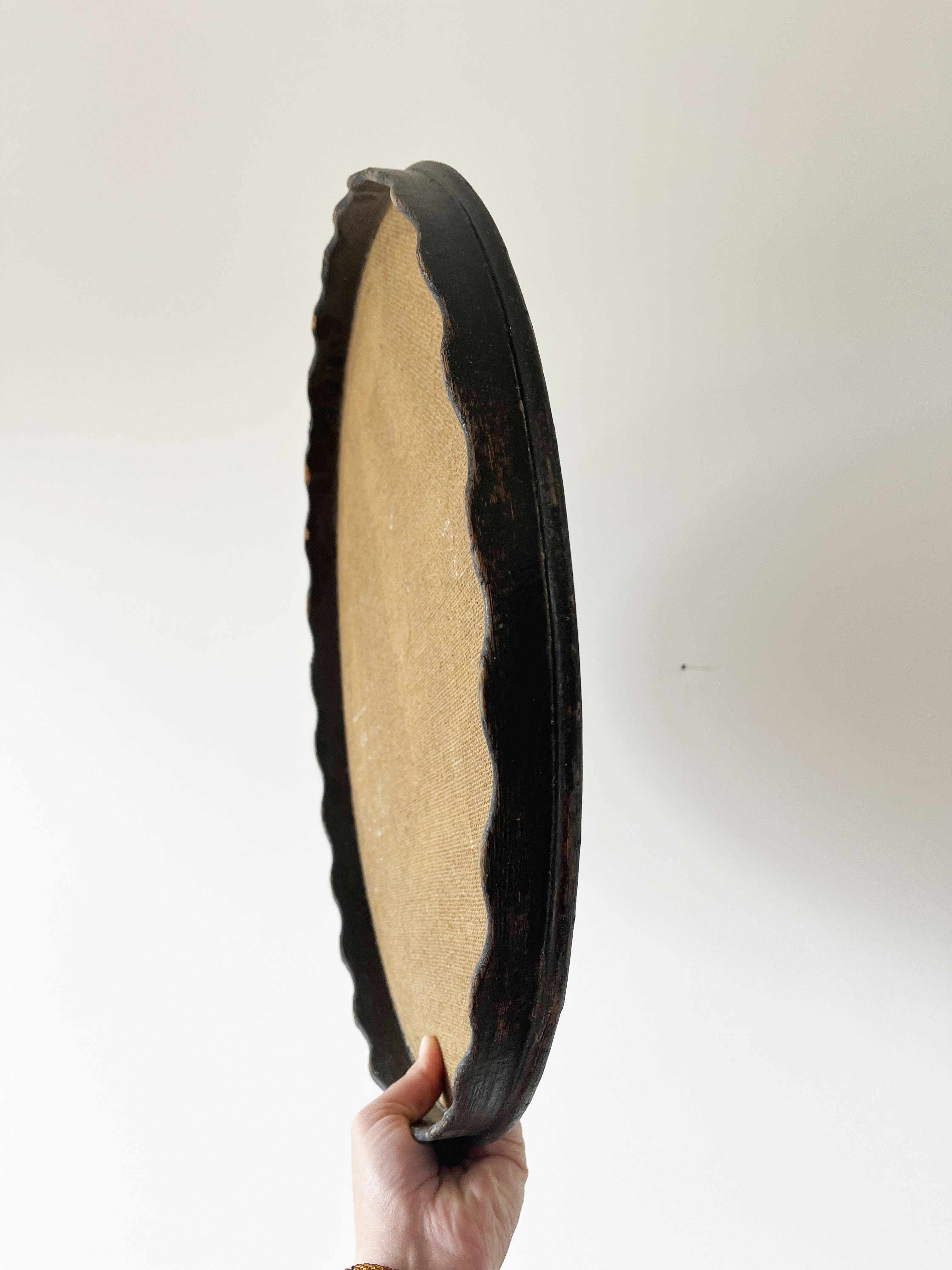 Set of 3 large vintage patinated wooden trays