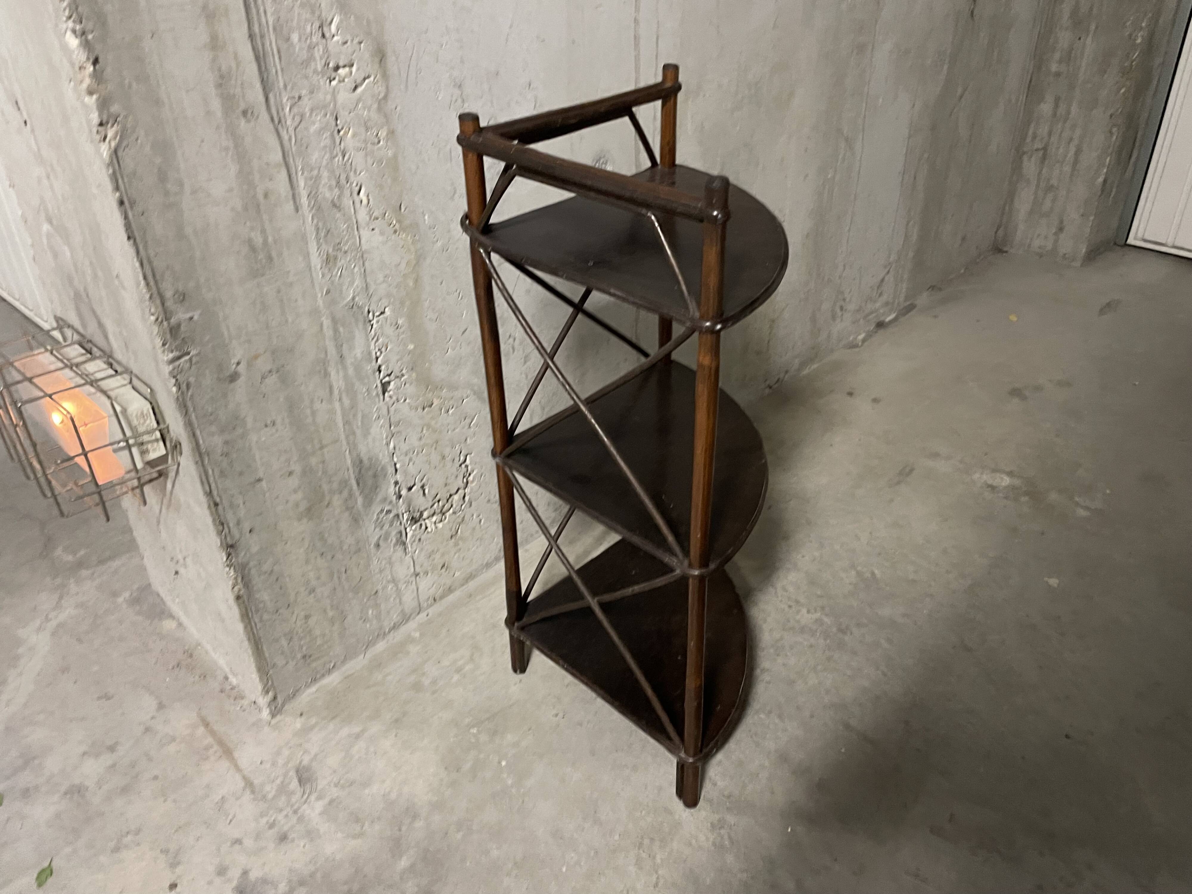 70s rattan corner cabinet