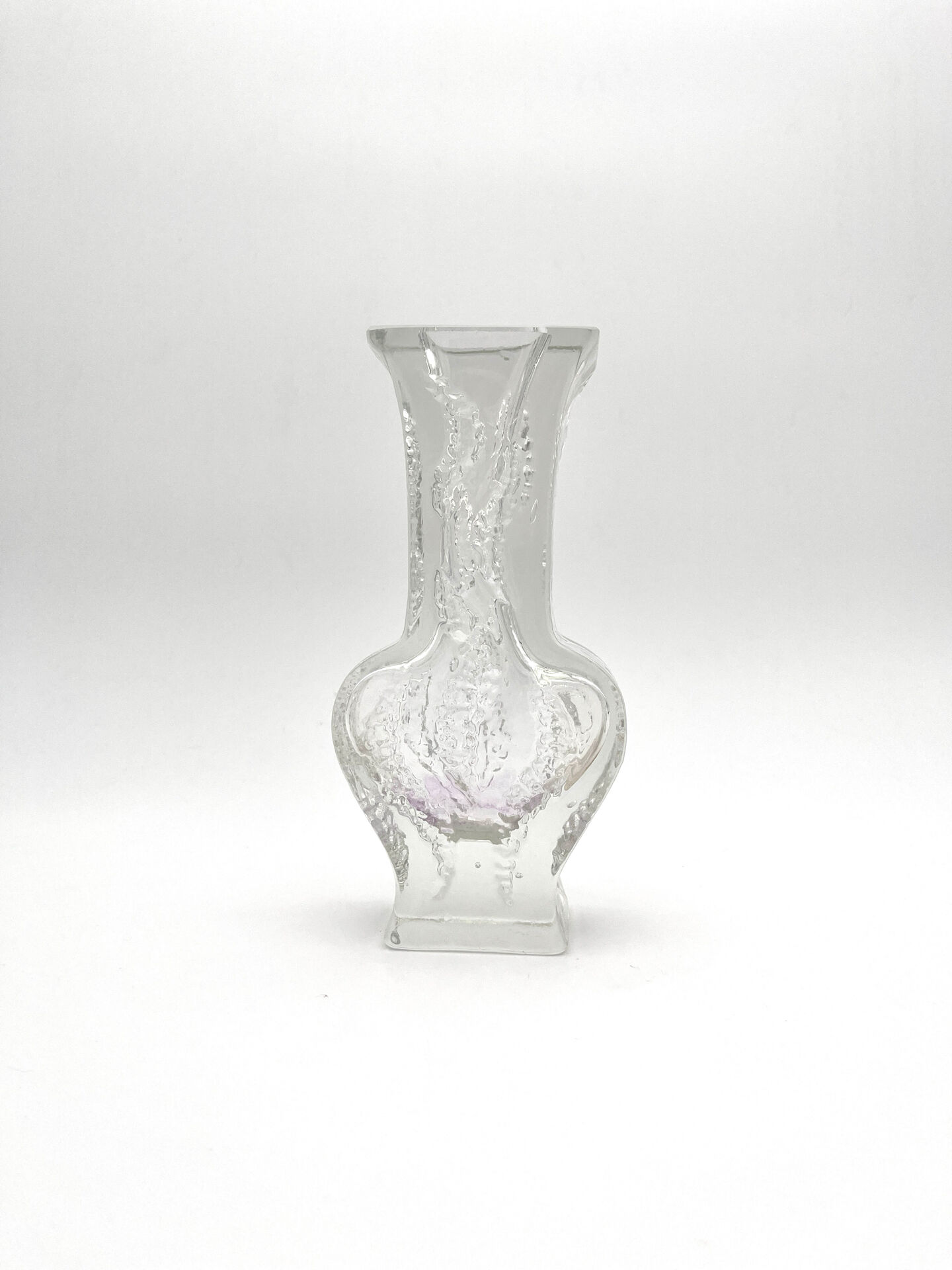 Brutalist Vase Ingrid Glashütte 3085 Transparent Glass 70s