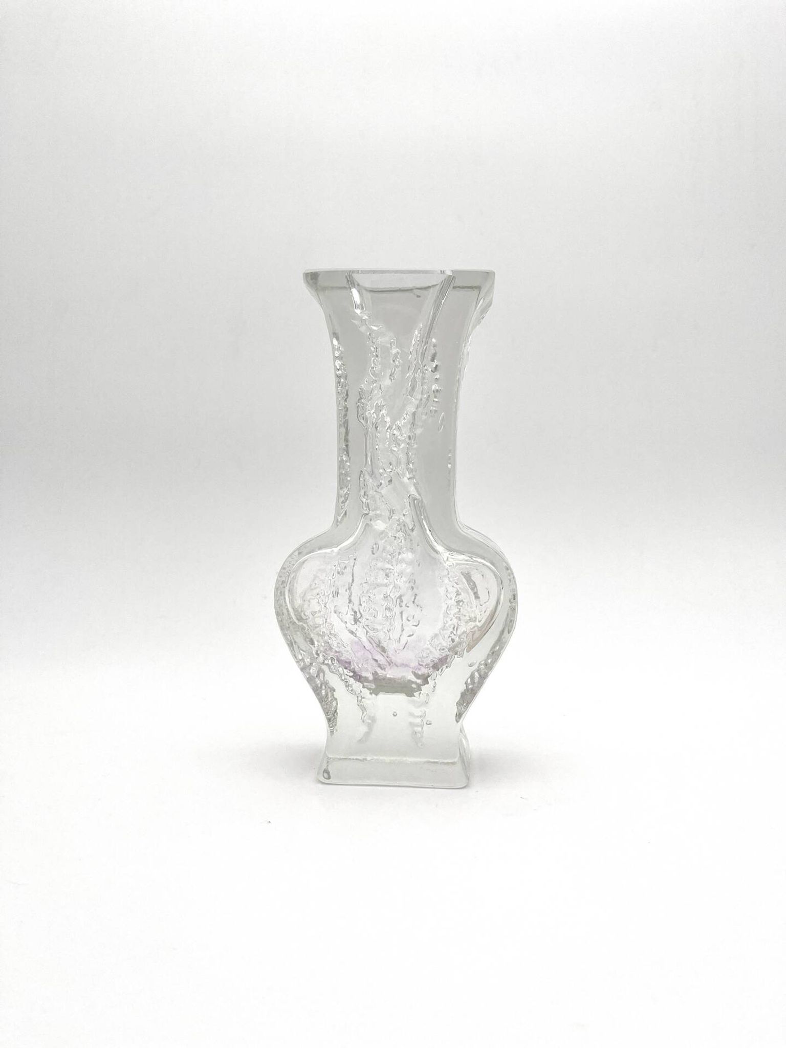 Brutalist Vase Ingrid Glashütte 3085 Transparent Glass 70s