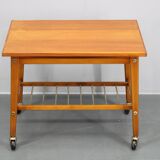 1960s Teak Side Table on Wheels, Denmark