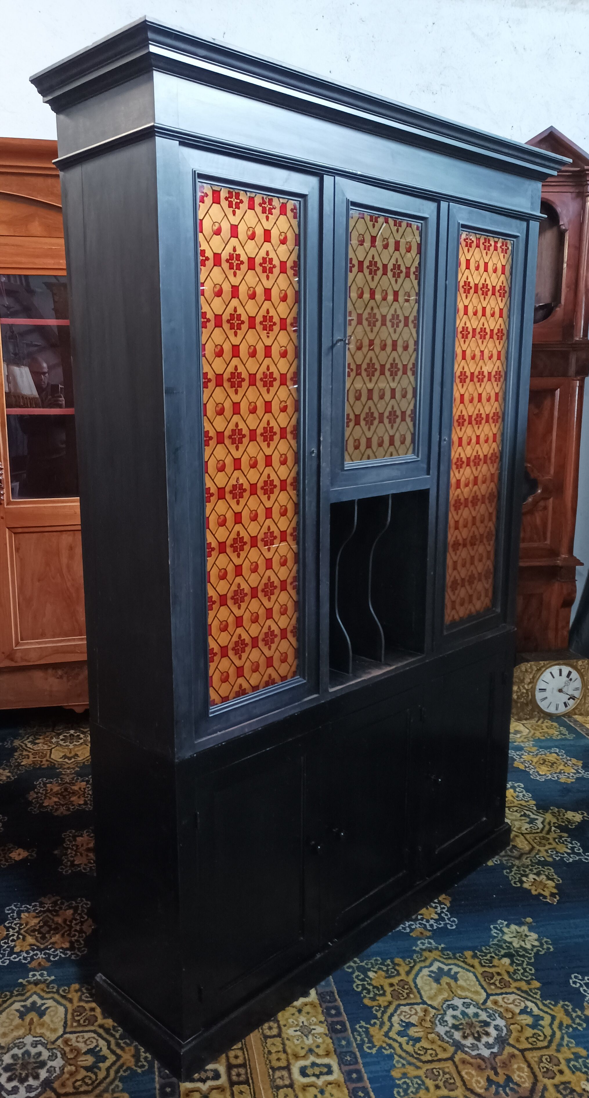 Vintage painted wooden bookcase