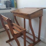 School-school desk 50 years with sliding bench