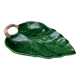 Dish - empty pocket green slip leaf veined in ceramic