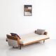 Vintage convertible sofa in fabric and imitation leather