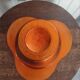 Vintage iridescent orange glass vase, 70s design