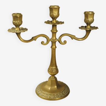 Three-light brass candlestick