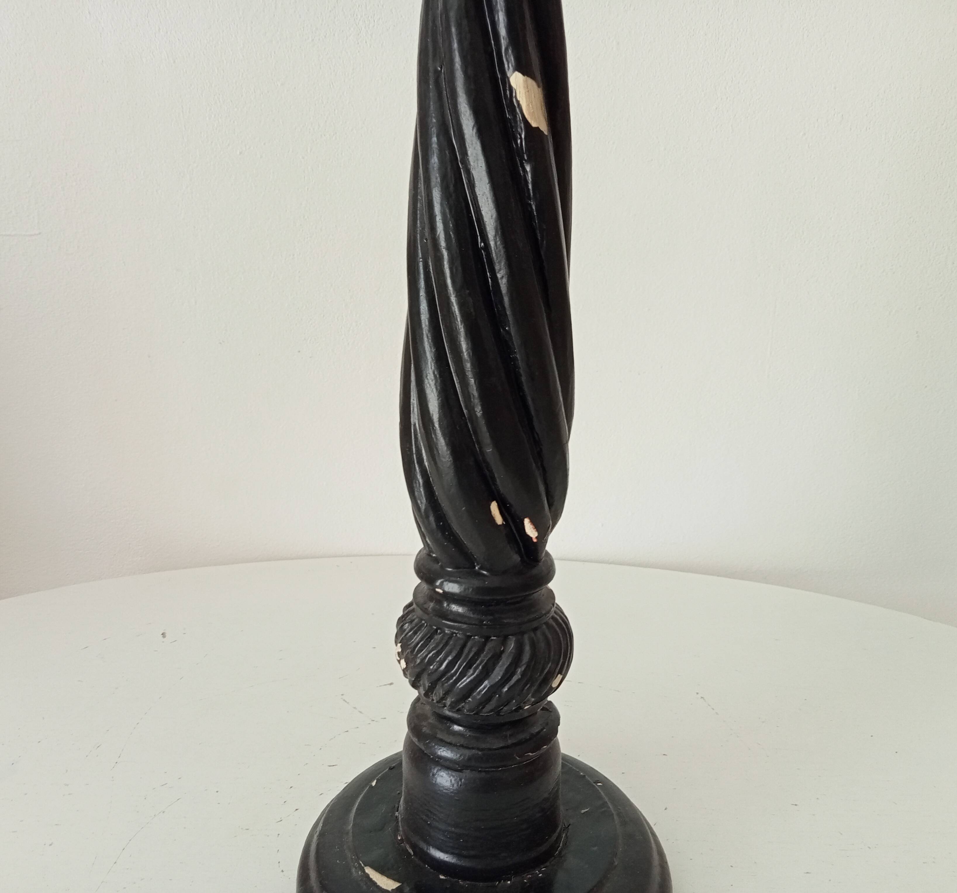 Large antique carved wooden candlestick