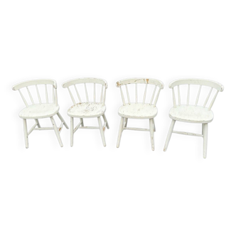 Set of 4 vintage Scandinavian solid wood chairs