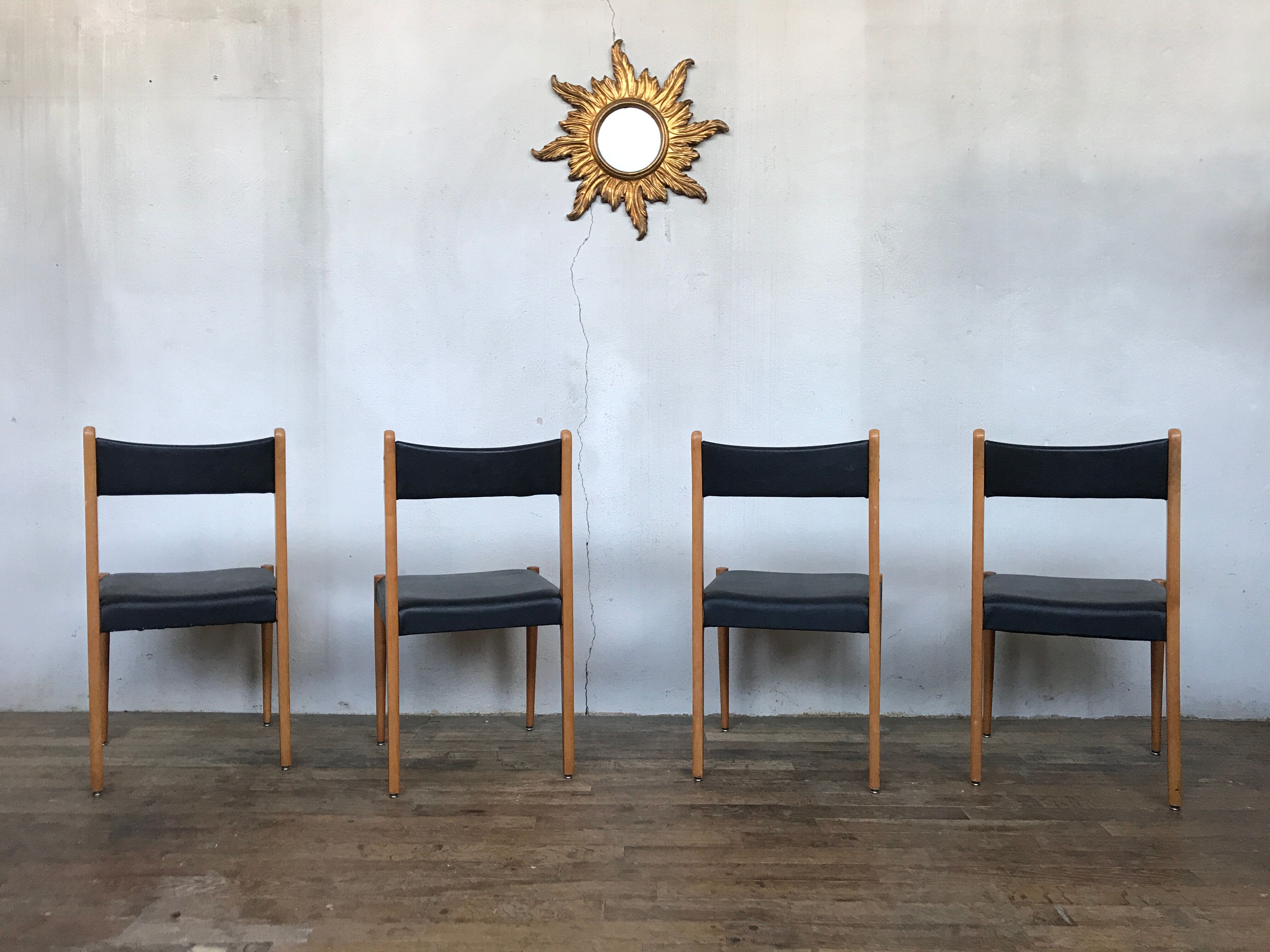 Série de 4 chaise Allemagne de l'est 1950 vintage
