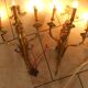 Pair of gilded bronze wall sconces with three lights