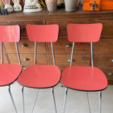 Set of 4 vintage red Formica chairs